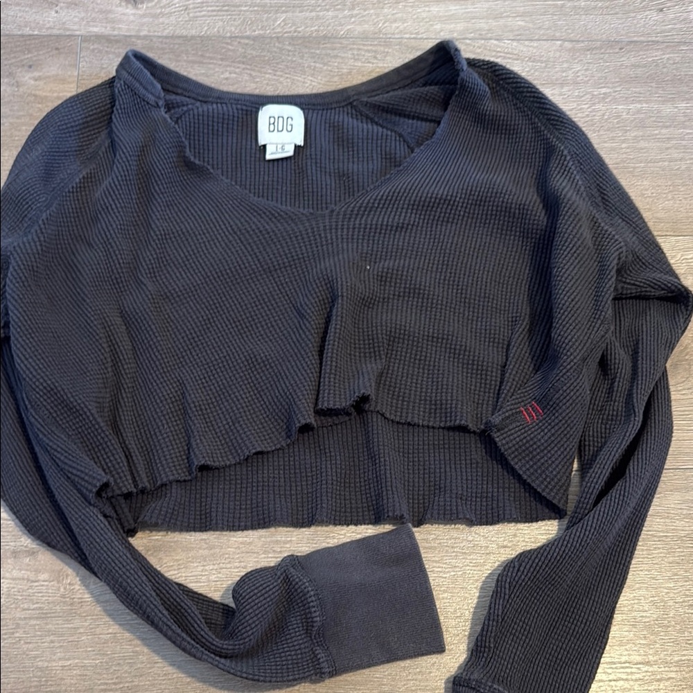 Urban Outfitters Black Ribbed Crop Sweatshirt